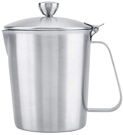 Jarra de leche de acero inoxidable con asa extra ancha Conveniente taza artesanal de expreso con tapa Tazas resistentes al óxido con escalas de medición (500ML)