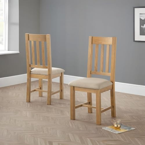 Julian Bowen Hereford Stuhl, 2er-Set, Eiche/Taupe | Moderne Küchenstühle für Esszimmer, Küchensitz