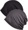 WELROG Chemo Hat Mütze für Frauen Kopftuch Superweicher Slouchy Turban Kopfbedeckung Kopfwickel Chemo Headgear Head Wraps Schlafhut gegen Krebs und Haarausfall Schwarz + Dunkelgrau （Einschichtig）