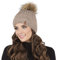VIVISENCE Wintermütze Mit Bommel Damen Perfekte Passform Warmes Bommelmütze Herbst Frauen Mütze Für Winter Aufgerolltem Design Für Extra Wärme Ideal Für Kalte Wintertage Modell, Beige,Einheitsgröße