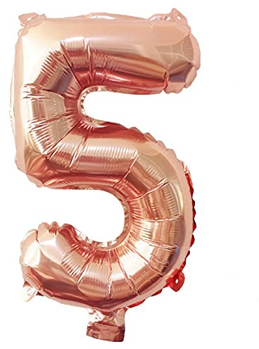 Lepep 40 cm Roségold Luftballons Zahlen von 0 bis 9 Buchstaben von A bis Z Party Deko Ballons für Geburtstag Babydusche Brautparty Hochzeit Abschlussball Folienballons Dekoration (Zahl 5)