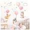 Little Deco Wandsticker Kinderzimmer Wandtattoo Mädchen Hase Maus Fuchs I Wandbild 144 x 83 cm (BxH) I Ballon Sterne Wandaufkleber Spielzimmer Baby DL609