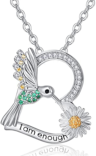 TANGPOET Kolibri Halskette Damen Kette Kolibri Anhänger Halsketten 925 Sterling Silber Schmuck Geschenke für Frauen Mädchen