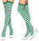 krautwear® Damen Gestreifte Overknees Strümpfe Ringelstrümpfe Karneval Fasching Cosplay 80er Jahre (2x grün/weiss)