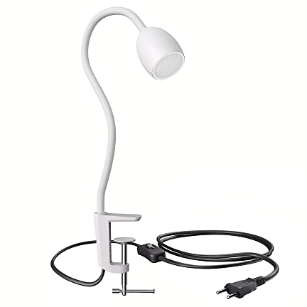 ledscom.de GU10 Klemmleuchte KLUK mit Schwanenhals, weiß inkl. GU10, warm-weiß, 6,826W 630lm