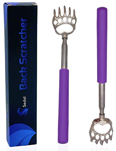 Sedol Lot de 2 gratte-dos extensibles en métal avec poignée en caoutchouc pour soulager les démangeaisons du dos, des jambes, des pieds, des épaules, des mains, des animaux domestiques