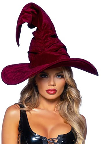 Leg Avenue Velvet ruched witch hat, One Size (Burgund)