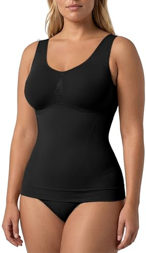 Risalti Canotta Donna Modellante Spalla Larga - Canottiera Donna Microfibra Elasticizzata, Top Intimo Modellante Senza Cuciture ed Etichette, Body Contenitivo, Traspirante - Made in Italy