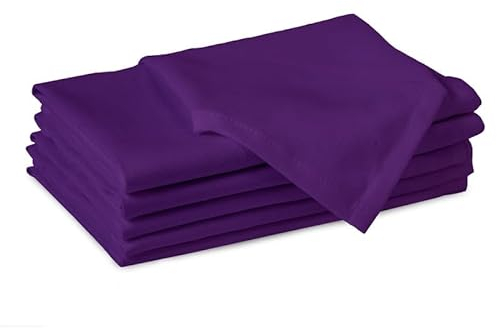 Encasa XO Serviettes en Tissu de Coton | Ensemble de 6 | Taille 43x43 cm | Couleur Unie Violet| Lavable en Machine
