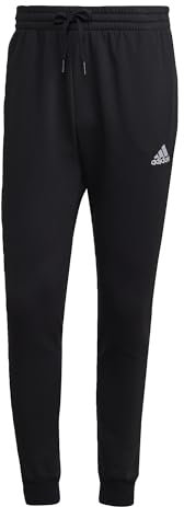 adidas Herren Essentials Fleece Regular Tapered Pants, Black / White, XS