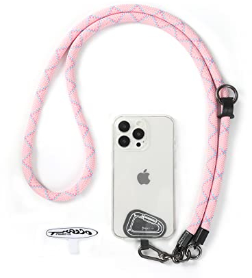 project-cb Handy Umhängeband 1,Handyband Pads 2,Universelles Verstellbares Handy Trageband,Umhängen,PUmhängen für den Hals,Handy Lanyard,Handy Anhänger(Rosa)