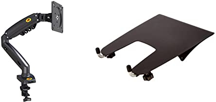 Ergosolid für PC-Monitor, Gelenkarm, ergonomisch, Gasfeder, 17-30 Zoll, VESA 75 mm und 100 mm, drehbar 360 Degree F80-0 & Amazon Basics Montageplatte für Notebook-Halterungsarm