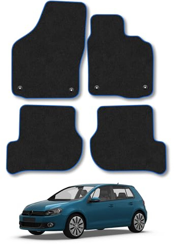 VW Golf (2009-2013) [Estate, Hatchback] Carpet Car Mats | Blue Edge Trim Tailored Fit Floor Mats Full Coverage Protection Accessories Easy Clean Anti Slip Made in the UK