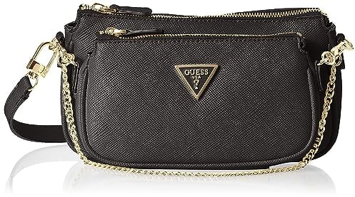 GUESS Women Noelle Dbl Pouch Crossbody Bag, Schwarz