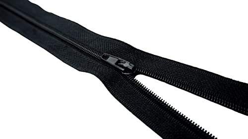 King of Trade Reißverschluss Nylon Schiene 4 mm Nicht teilbar fein Zipper 25 cm 2# Schwarz