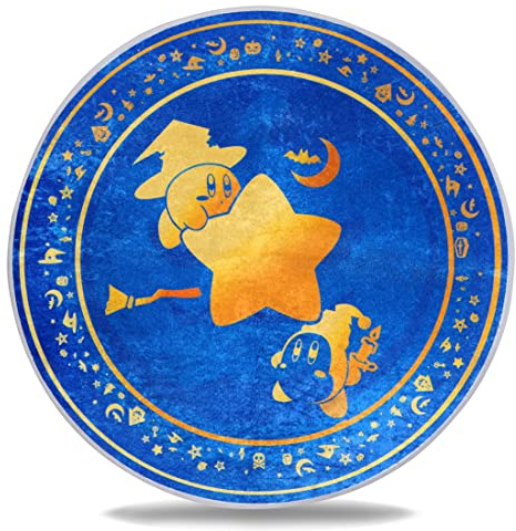 Roffatide Anime niedlich Cartoon blau Kirby Runde Bereich Teppich für Mädchen Jungen Decke Teppich Boden Matten Teppich für Zuhause 80x80 cm