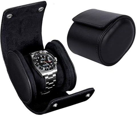 Watch Roll Travel Case Real Genuine Leather Single Watch box for Men and Women Watch Organizer with Suede to Protection Watch Rolls to Home Secure Storage