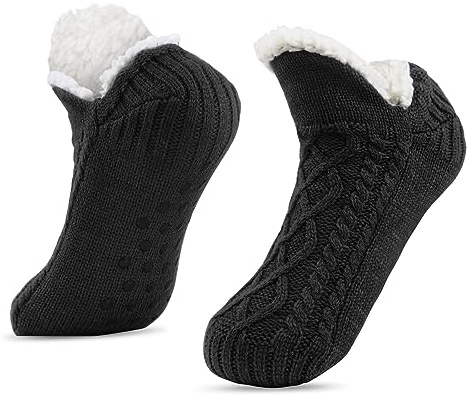 SIHOHAN Kuschelsocken Herren Damen Dicke Kurze Haussocke Rutschfeste Socken | Flauschige Winter Stricksocken Stoppersocken mit ABS Anti Noppen Warme Bettsocken