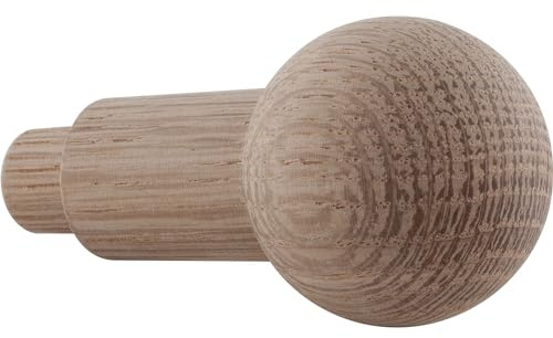 ALLES IM GRIFF Holz Kleiderhaken Horus - Wandhaken zum Einbohren ø 12x14mm - Garderobenhaken, Eiche roh