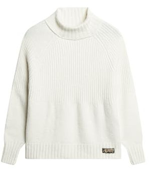 Superdry Damen Gerippter Essential Strickpullover Ecru 36