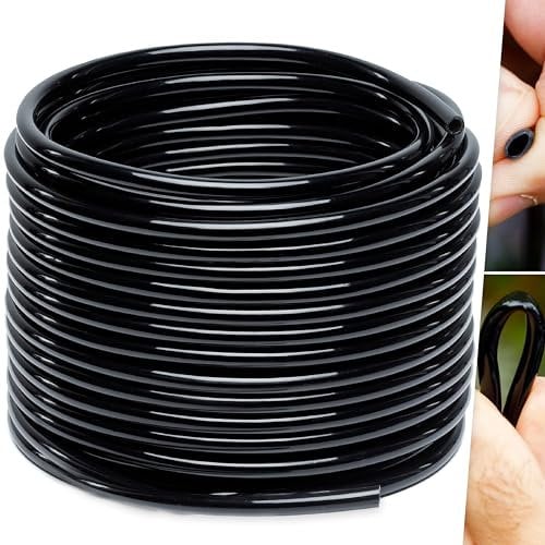 CARPATHEN 1/4 Tropfbewässerungsschlauch – 61 m schwarzer Tropfbewässerungsschlauch, perfekt für DIY-Gartenbewässerungssystem, Hydrokultur, Nebel oder als leerer Verteilerschlauch für jedes