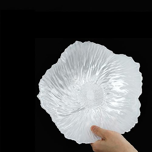 soulnioi Plato de cristal con forma de flor, plato de cristal para aperitivos, postre, bandeja de servir, plato decorativo para boda, fiesta, oficina, blanco perla