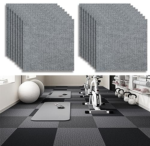 Teppichfliesen Selbstklebend 30x30cm,Filzfliese Strapazierfähiger Teppich Bodenbelag (1.44m², Hellgrau)