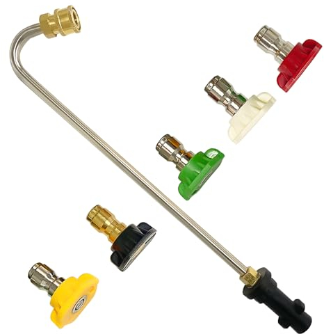 Kocusu Rondella ad alta pressione, accessorio per pistola K2 K3 K4 K5 K6 K7, prolunga idropulitrice lancia con 5 ugelli spray, pulitore per grondaie, per autolavaggio (A forma di U)