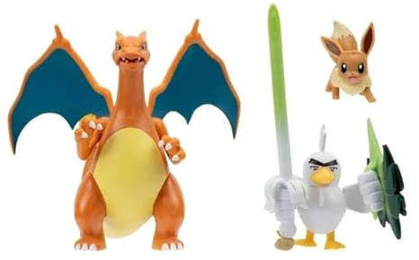 Pokémon Figuren 3er-Pack Evoli, Lauchzelot & Glurak