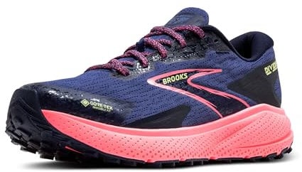 Brooks Damen Divide 5 GTX Sneaker, Grey Blue Pink Lime, 42.5 EU