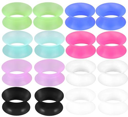 APMGONT 8 Paar Silikon Ohr Tunnel Set, 3-20mm Silikon Flexibel Flesh Tunnel Extra Soft Ohr Plug Expander Ohrringe Piercing Schmuck für Frauen Männer, Mehrfarbige (16mm)