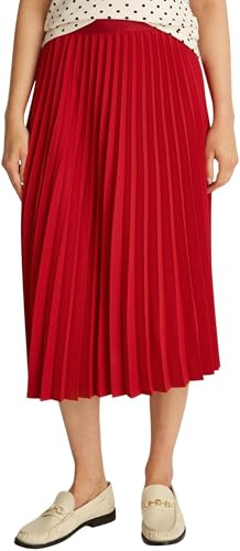 Tommy Hilfiger Damen Rock Fluid Pleated Pull On Midi Faltenrock, Mehrfarbig (Medium Red), 38