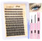 JIMIRE Manga Cluster Lashes Kit Natural Look 180Pcs Individual Eyelashes Kit with Lash Glue Bond and Seal Wispy Lashes Individual Cluster 8-16MM C Curl Anime DIY Eyelash Clusters at Home