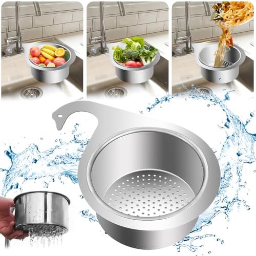 Vibbang Stainless Steel Swan Sink Strainer Basket, Multifunctional Sink Strainer Basket, 8 * 14cm Faucet Hanging Filter Drain Basket, Kitchen Sink Strainer Basket for Filter Kitchen Waste Wash Fruits