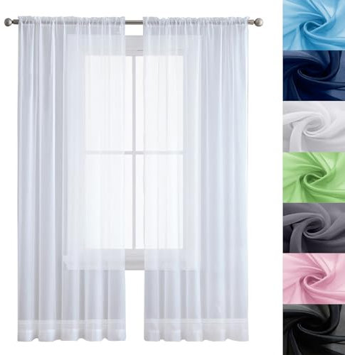GAIFNAG Rideaux de Porte Chenille 80 x 200 cm Décoration de Fenêtre/Lavable avec Oeillets Rideaux en Lin pour Chambre Fenêtre Salon Coucher, Blanc