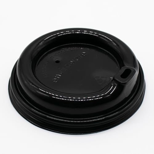 CUPLAND 100 Pieces Sip Lids for Coffee Cups - Disposable Lids for Paper Cups, PP Material Black Coffee Cup Lids (Black, 90 mm)