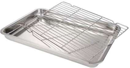 Teglia da Forno in Acciaio Inox per Grigliare Cibi, 60 Cm X 40 Cm X 4.8