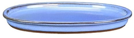 Sottovaso per bonsai ovale in gres smaltato blu 17x12x1 cm - BM4S