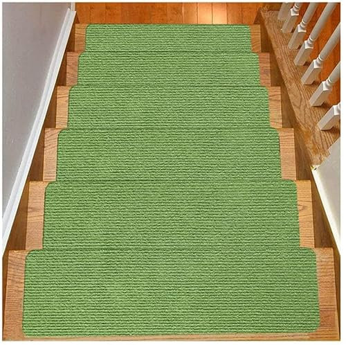Rutschfeste, grüne Teppich-Stufenmatten für den Innenbereich, zuschneidbar, selbstklebend, Treppenstufenmatte, rutschfest, 14 Stück