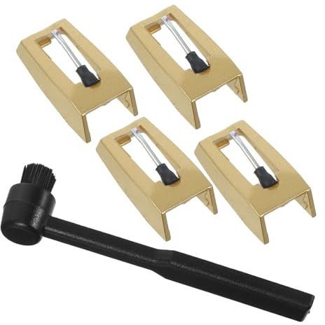 DRESSOOS 1set Puntine Per Giradischi Ago Di Ricambio Per Turntable Con Design e Testina Di Precisione Compatibile Con Diversi Modelli Di Dischi Vinyl Confezione Da Aghi Spazzola