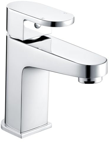 Waschtischarmatur Badarmatur Einhand-Waschtischbatterie, Wasserhahn Bad mit Auslauf Höhe 85 mm, Mischbatterie aus Messing für Waschbecken, Modern Design, Chrom