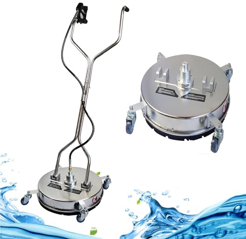 VonVVer Hochdruckreiniger Oberflächenreiniger 20 Zoll 4000 PSI - Bodenreinigung mit 4 Rädern Edelstahl-Hochdruckreiniger Edelstahl Bodenreiniger für Einfahrten, Gehwege