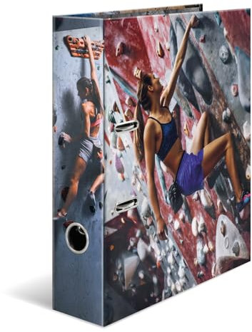 HERMA Ordner A4 Bouldern, 7 cm breit, Kinder Ringordner mit Sport Motiv, bunter Aktenordner mit Innendruck für Jungen und Mädchen