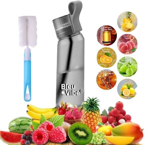 Saveur de boissons arômatisé (Gradient noir) Marque BleuVibe 650ml avec 7Capsules arômatisé+ une brosse déponge déstiné au Airr gourde up desgin Elegan, Bouteille Tritan goût parfumé, 0 sucre sans BPA