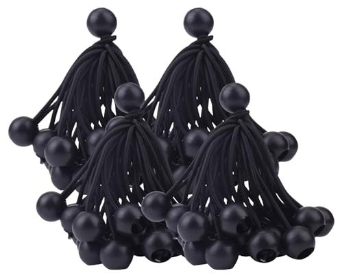 100pcs Bungee Balls Black 4inch, Marquee Toggles, Tarp Bungee Cords, Tarpaulin Clips, Elastic Cord for Tents Flagpole Luggage Camping