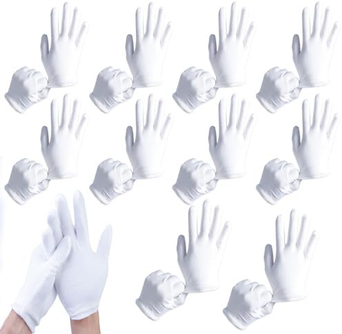 10 Paar Weiße Handschuhe Baumwolle, Stoff Handschuhe Weiss, Waschbares Und Dehnbares Tuch Für Mehrzweck, Care Baumwollhandschuhe, Bequem Und Atmungsaktiv, Für Hautpflege, Schmuck Untersuchen-18,5cm