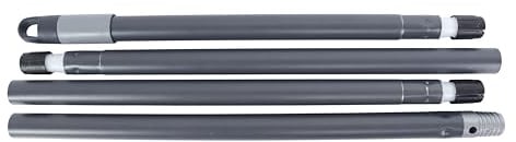 Maya - Palo de Escoba y Fregona Atomic de 140 cm con 4 Secciones Desmontables, Mango con Anclaje para Mopa, Rosca Universal Compatible con Recogedor de Basura (Gris)