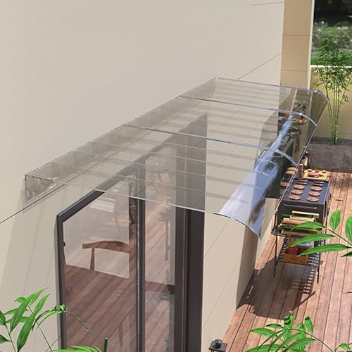Marquise De Porte Incurvée, Auvent Protecteur Pour Entrée Et Fenêtre, Marquise En Polycarbonate Transparent, Auvent Marquise D'Entrée, Marquise Solaire Abri Banne Entrée Protection(L40xW40cm/L15.7xW15