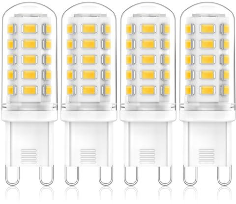 Eco.Luma G9 LED Bulbs Natural White 3W, 520LM, 4000K, Equivalent to 40W 50W Halogen, Non-Dimmable Energy Saving Light Bulb for Home Lighting Decor, Chandelier, Wall Light, Crystal Lamp 4-Pack