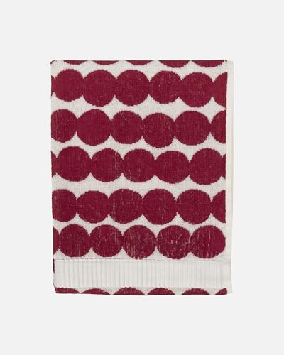 MARIMEKKO Räsymatto Frottee Handtuch Baumwolle (weiß und rot) - gepunktete Handtücher - 71,1 x 50,8 cm